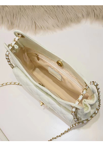 Adele Cowhide Chain Shoulder Bag Cream