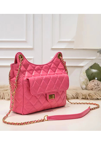 Adele Cowhide Chain Shoulder Bag Pink