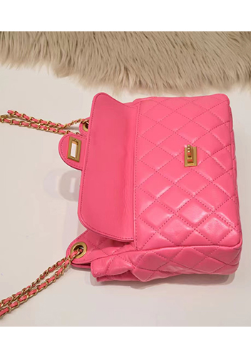 Adele Cowhide Chain Shoulder Bag Pink