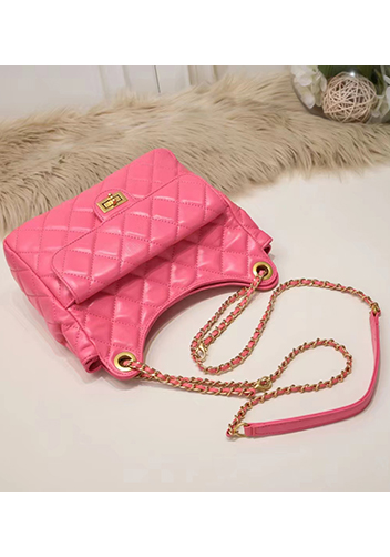 Adele Cowhide Chain Shoulder Bag Pink