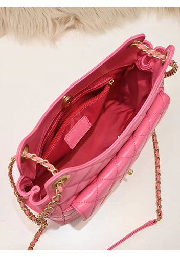 Adele Cowhide Chain Shoulder Bag Pink