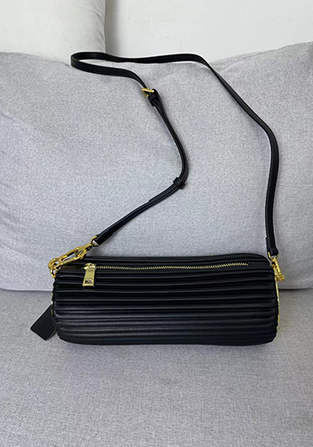 Adrienne Pleated Bracelet Leather Pouch Gold Black