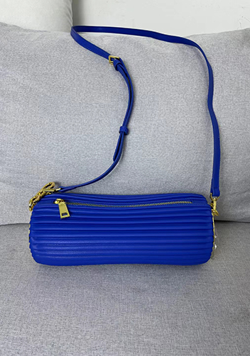 Adrienne Pleated Bracelet Leather Pouch Gold Blue