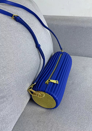 Adrienne Pleated Bracelet Leather Pouch Gold Blue