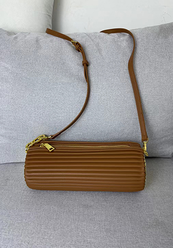 Adrienne Pleated Bracelet Leather Pouch Gold Camel