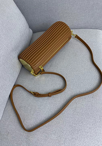 Adrienne Pleated Bracelet Leather Pouch Gold Camel