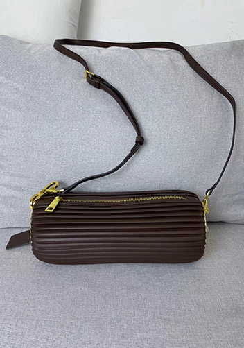 Adrienne Pleated Bracelet Leather Pouch Gold Choco