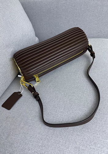 Adrienne Pleated Bracelet Leather Pouch Gold Choco