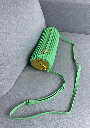 Adrienne Pleated Bracelet Leather Pouch Gold Green