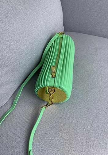 Adrienne Pleated Bracelet Leather Pouch Gold Green