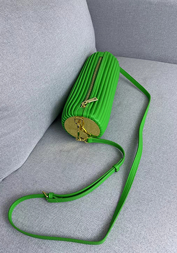 Adrienne Pleated Bracelet Leather Pouch Gold Parakeet Green