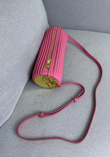 Adrienne Pleated Bracelet Leather Pouch Gold Pink