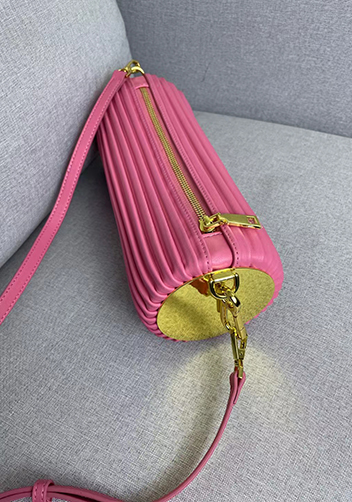 Adrienne Pleated Bracelet Leather Pouch Gold Pink