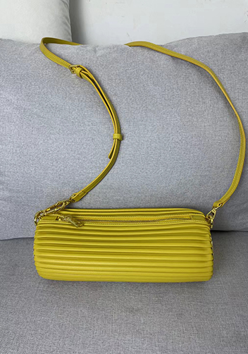 Adrienne Pleated Bracelet Leather Pouch Gold Yellow