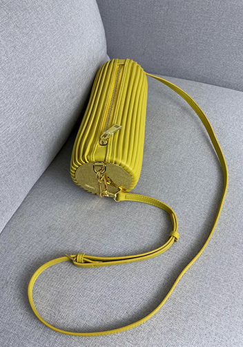 Adrienne Pleated Bracelet Leather Pouch Gold Yellow