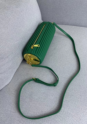 Adrienne Pleated Bracelet Leather Pouch Gold Racing Green