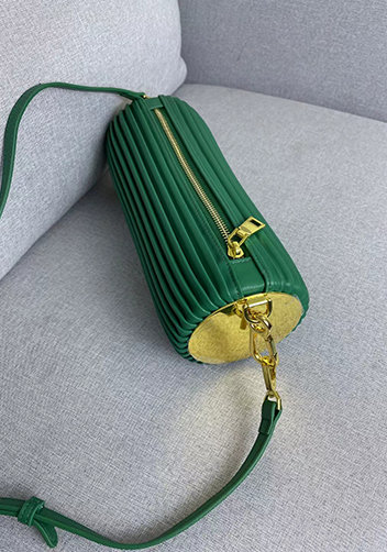 Adrienne Pleated Bracelet Leather Pouch Gold Racing Green