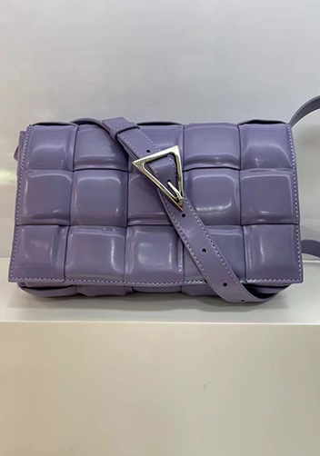 Mia Plaid Square Leather Medium Shoulder Bag Purple