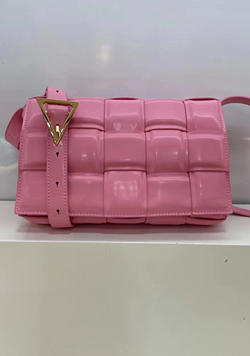 Mia Plaid Square Leather Medium Shoulder Bag Pink