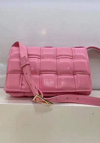 Mia Plaid Square Leather Medium Shoulder Bag Pink