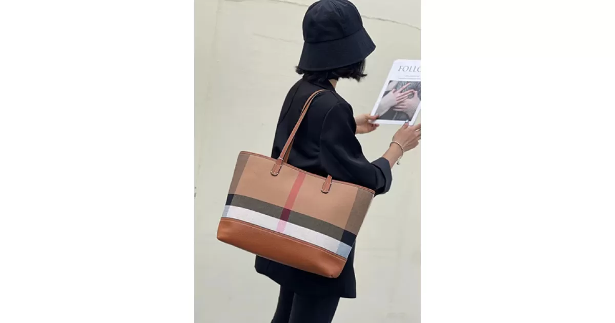 Louisa Canvas Leather Tote Brown