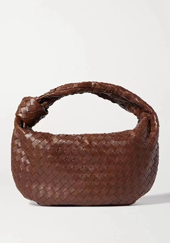 Dina Medium Knotted Intrecciato Vegan Leather Tote Choco