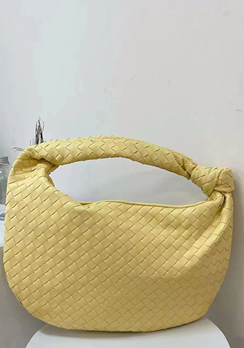 Dina Medium Knotted Intrecciato Vegan Leather Tote Yellow