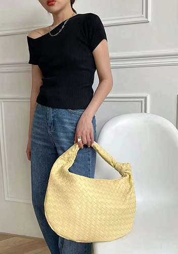 Dina Medium Knotted Intrecciato Vegan Leather Tote Yellow