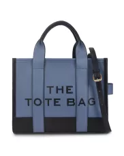 Tote Bag Vegan Leather Blue And Black