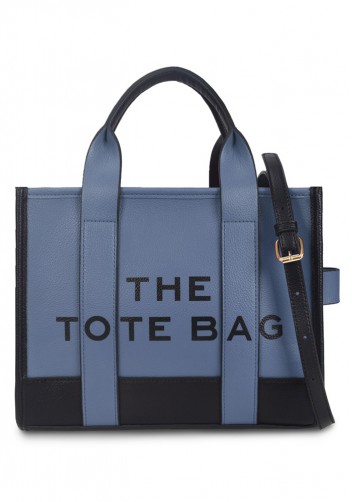 Tote Bag Vegan Leather Blue And Black