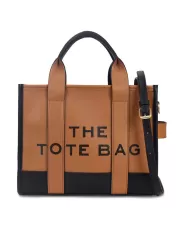 Tote Bag Vegan Leather Camel And Black