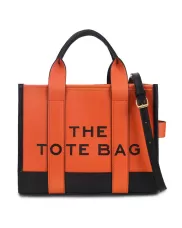 Tote Bag Vegan Leather Orange And Black