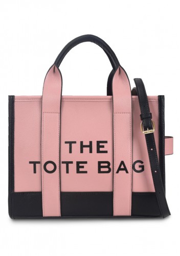 Tote Bag Vegan Leather Pink And Black