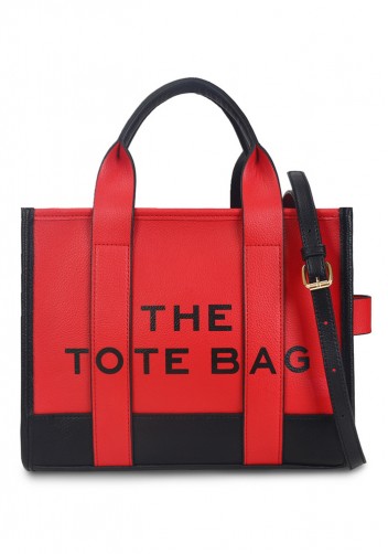 Tote Bag Vegan Leather Red And Black