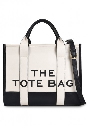 Tote Bag Vegan Leather White And Black