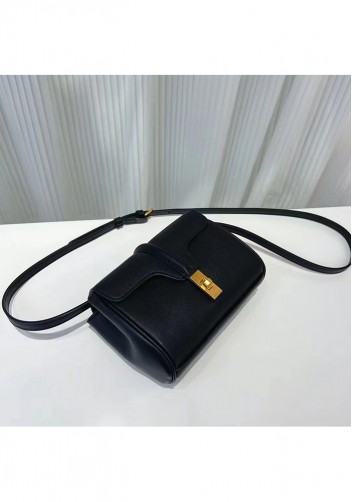 Shimanne Calfskin Shoulder Mini Bag Black