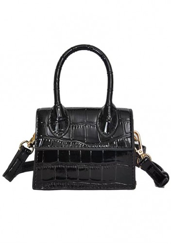 Small Is Beautiful Mini Bag Croc Vegan Leather Black