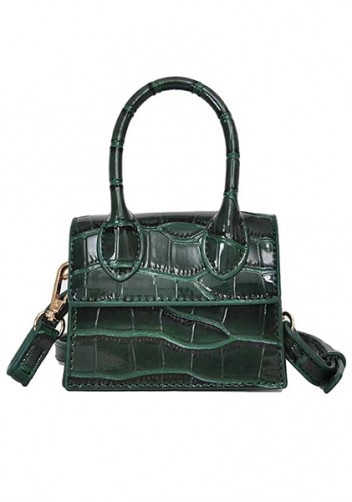 Small Is Beautiful Mini Bag Croc Vegan Leather Green