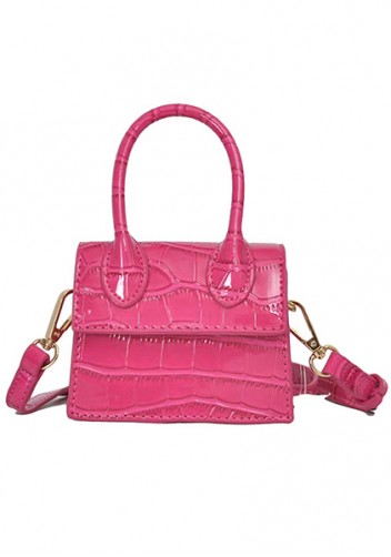 Small Is Beautiful Mini Bag Croc Vegan Leather Hot Pink