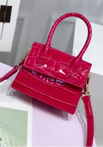 Small Is Beautiful Mini Bag Croc Vegan Leather Hot Pink