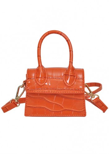 Small Is Beautiful Mini Bag Croc Vegan Leather Orange