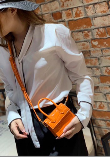 Small Is Beautiful Mini Bag Croc Vegan Leather Orange