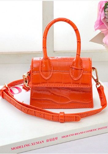 Small Is Beautiful Mini Bag Croc Vegan Leather Orange