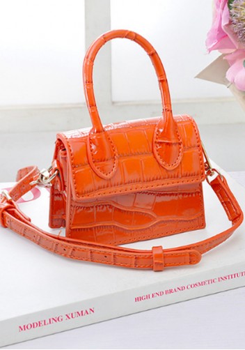 Small Is Beautiful Mini Bag Croc Vegan Leather Orange