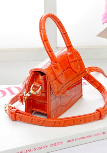 Small Is Beautiful Mini Bag Croc Vegan Leather Orange