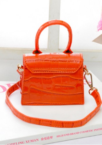 Small Is Beautiful Mini Bag Croc Vegan Leather Orange