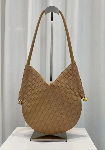 Mia Woven Leather Slim Shoulder Strap Bag Beige