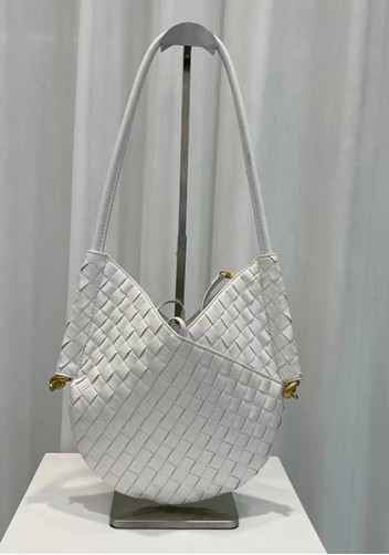 Mia Woven Leather Slim Shoulder Strap Bag Cream