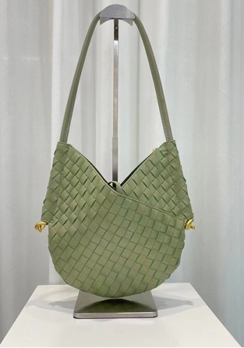 Mia Woven Leather Slim Shoulder Strap Bag Green