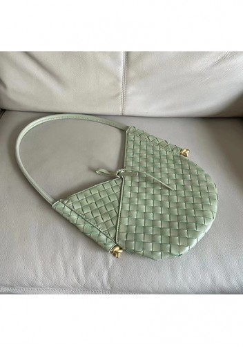 Mia Woven Leather Slim Shoulder Strap Bag Green